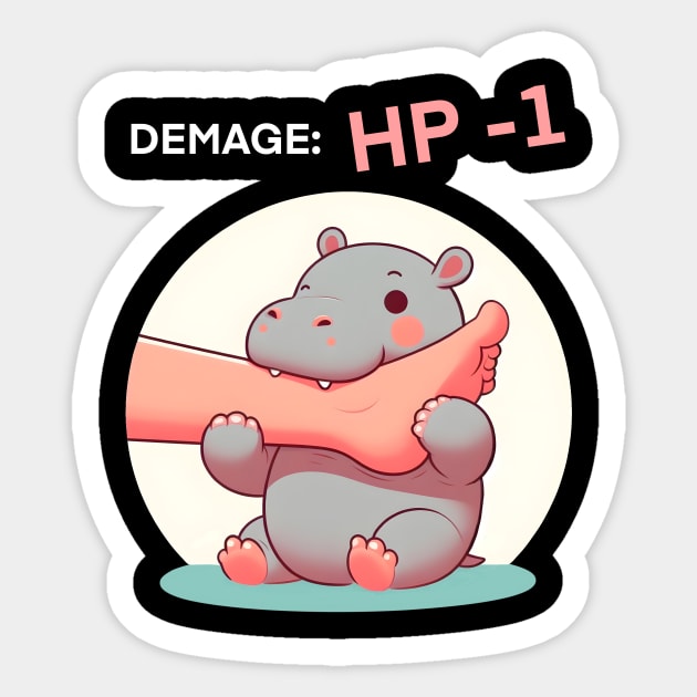 Baby Hippo Attack Sticker by FanArts